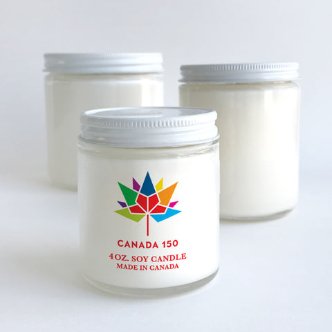 Canada 150 candle with metal lid clear label