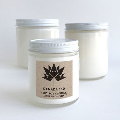 Canada 150 candle with metal lid kraft label