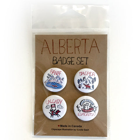 Alberta Cityscape pin button set