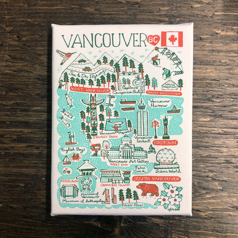 Vancouver Cityscape wood framed Canvas 6 x 8"