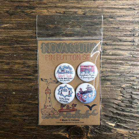 Nova Scotia Cityscape pin button set