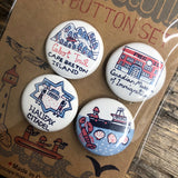 Nova Scotia Cityscape pin button set