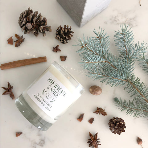 Pine Wreath & Spice soy wax candle