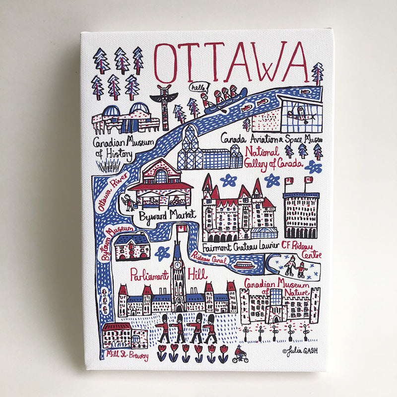 Ottawa Cityscape wood framed Canvas 6 x 8"