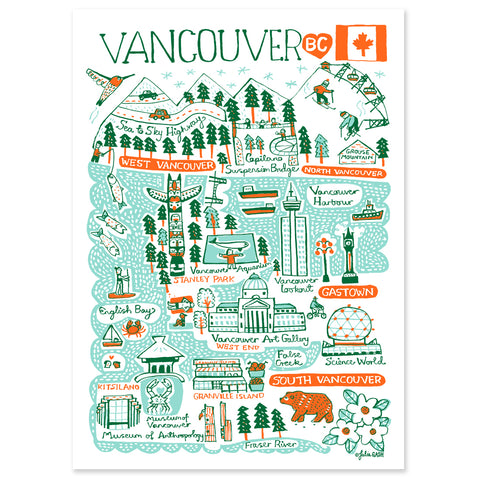 Vancouver Cityscape Print Art 6x9" or 11x14"